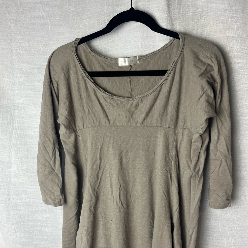 Made in Italy Tunic Muumuu Cotton Maxi Dress Grey - Women’s L - Picture 2 of 5